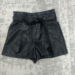 Zara Black High Waist Faux Leather Shorts
